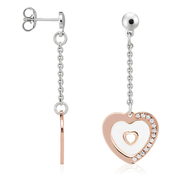 Orphelia Orphelia® Women's Sterling Silver Drop Earrings - Silver/Rose ZO-5150