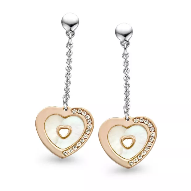 orphelia Orphelia® Women's Sterling Silver Drop Earrings - Silver/Rose ZO-5150