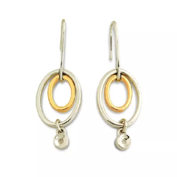 orphelia Orphelia® Women's Sterling Silver Drop Earrings - Silver/Gold ZO-5705