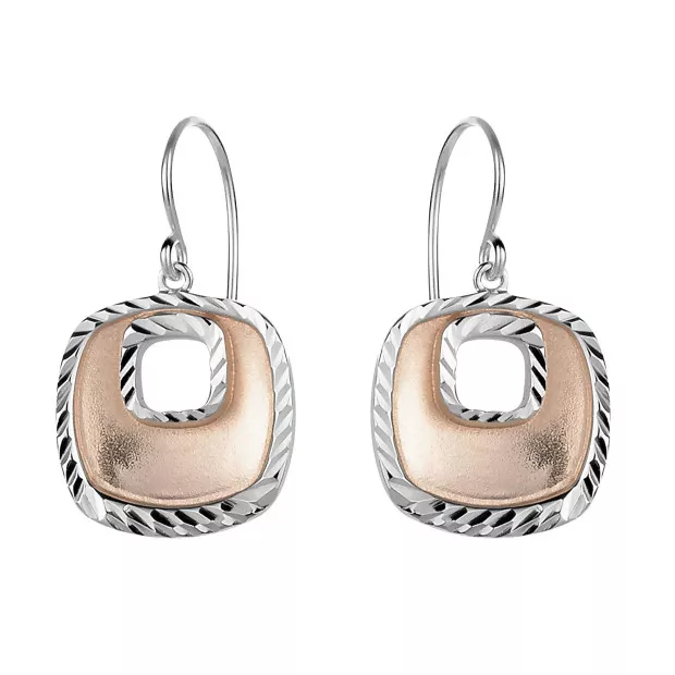 Orphelia Orphelia® Women's Sterling Silver Drop Earrings - Silver/Rose ZO-5188