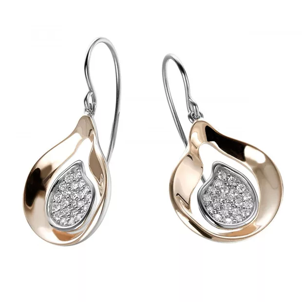Orphelia Orphelia® Women's Sterling Silver Drop Earrings - Silver/Rose ZO-5194