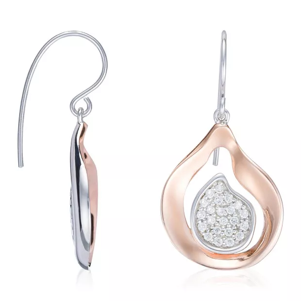 Orphelia Orphelia® Women's Sterling Silver Drop Earrings - Silver/Rose ZO-5194