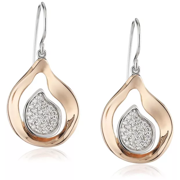 orphelia Orphelia® Women's Sterling Silver Drop Earrings - Silver/Rose ZO-5194