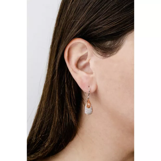 Orphelia Orphelia® Women's Sterling Silver Drop Earrings - Silver/Rose ZO-6051