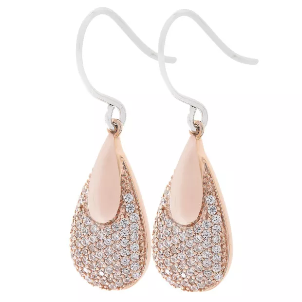 orphelia Orphelia® Women's Sterling Silver Drop Earrings - Silver/Rose ZO-6051