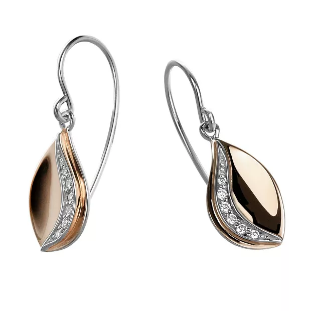 orphelia Orphelia® Women's Sterling Silver Drop Earrings - Silver/Rose ZO-5199