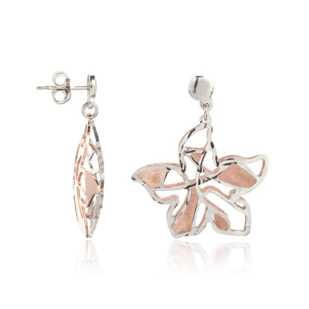 Orphelia Orphelia® Women's Sterling Silver Drop Earrings - Silver/Rose ZO-5151