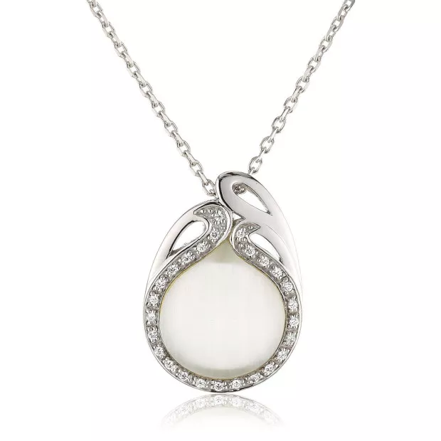 orphelia Orphelia® Women's Sterling Silver Pendant with Chain - White ZH-4569