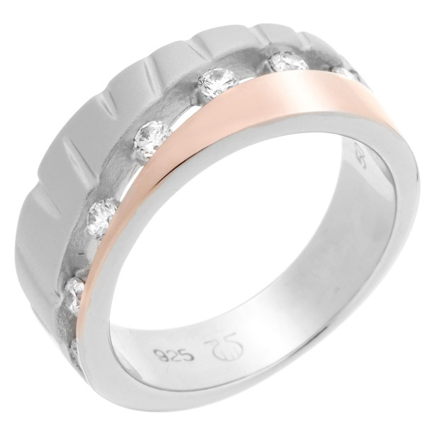 Orphelia Orphelia® Women's Sterling Silver Ring - Silver/Rose ZR-7093