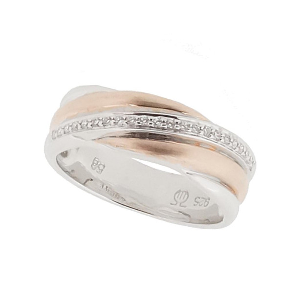 Orphelia Orphelia® Women's Sterling Silver Ring - Silver/Rose ZR-7118