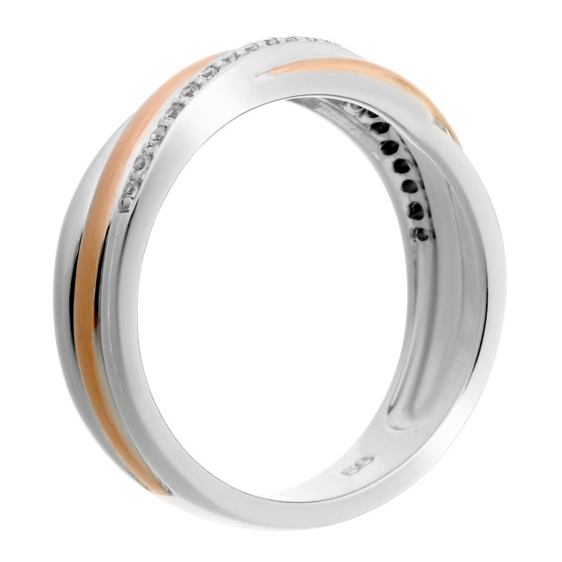 Orphelia Orphelia® Women's Sterling Silver Ring - Silver/Rose ZR-7118