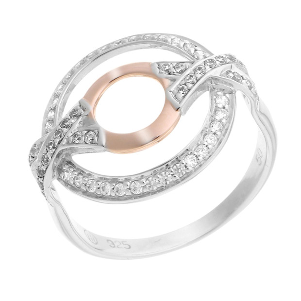 orphelia Orphelia® Women's Sterling Silver Ring - Silver/Rose ZR-7095/1