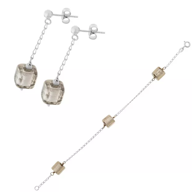 orphelia Orphelia® Women's Sterling Silver Set: Bracelet + Earrings - Silver SET-5558