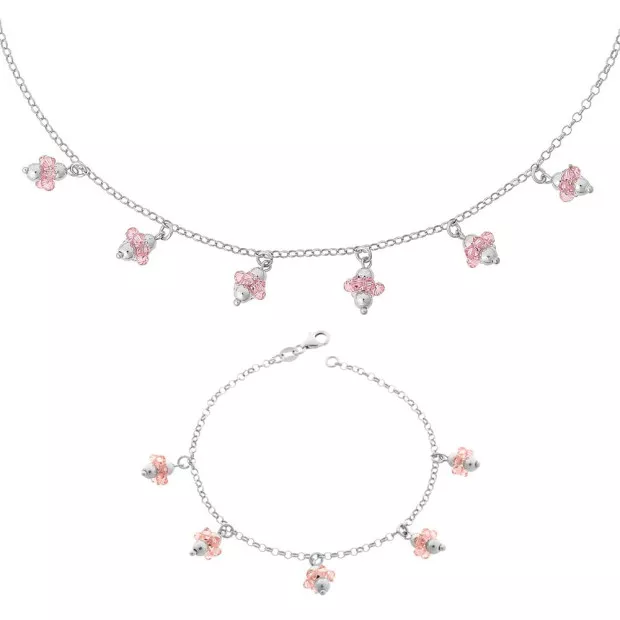 orphelia Orphelia® Women's Sterling Silver Set: Bracelet + Necklace - Silver SET-2559
