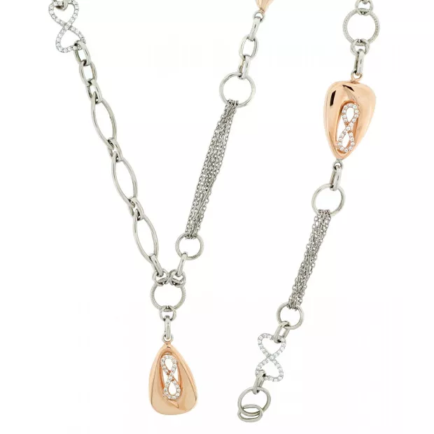 Orphelia Orphelia® Women's Sterling Silver Set: Chain + Bracelet - Silver/Rose SET-048