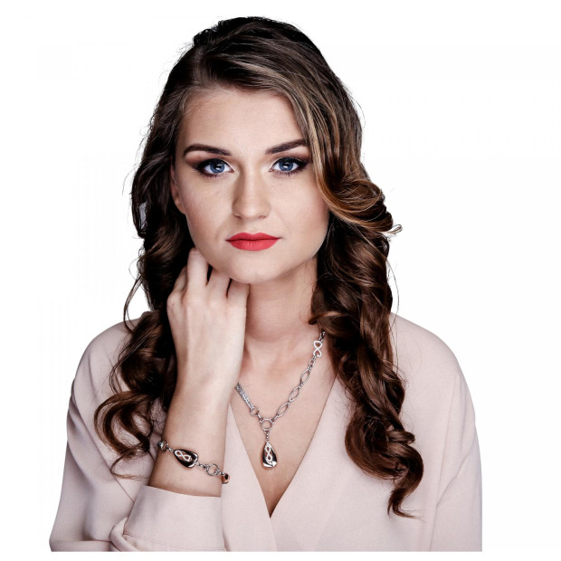 Orphelia Orphelia® Women's Sterling Silver Set: Chain + Bracelet - Silver/Rose SET-048