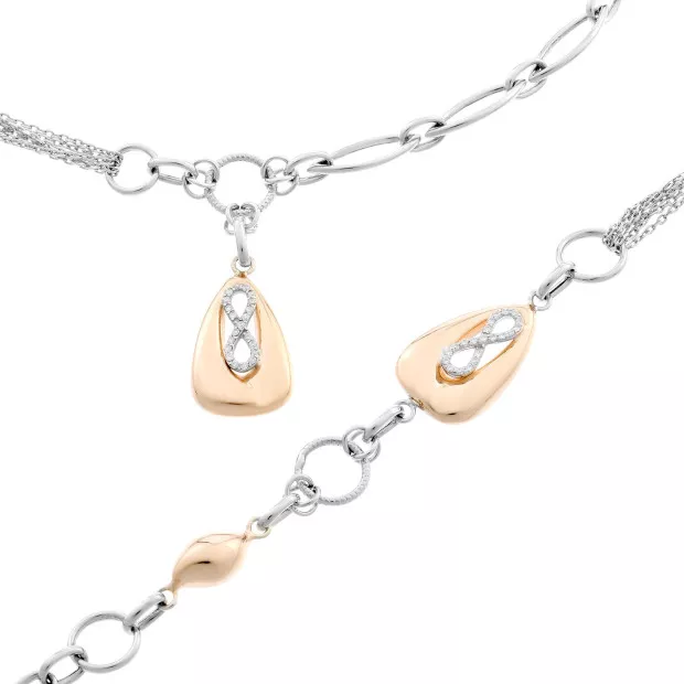orphelia Orphelia® Women's Sterling Silver Set: Chain + Bracelet - Silver/Rose SET-048