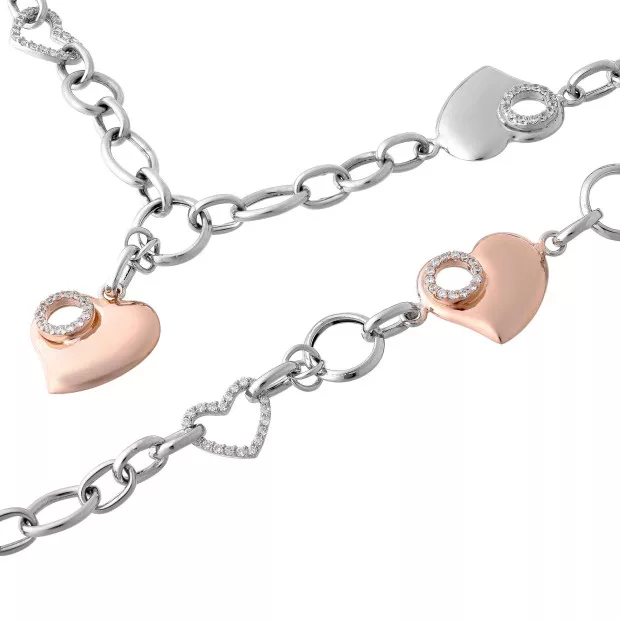 Orphelia Orphelia® Women's Sterling Silver Set: Chain + Bracelet - Silver/Rose SET-049