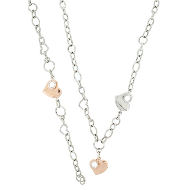 Orphelia Orphelia® Women's Sterling Silver Set: Chain + Bracelet - Silver/Rose SET-049