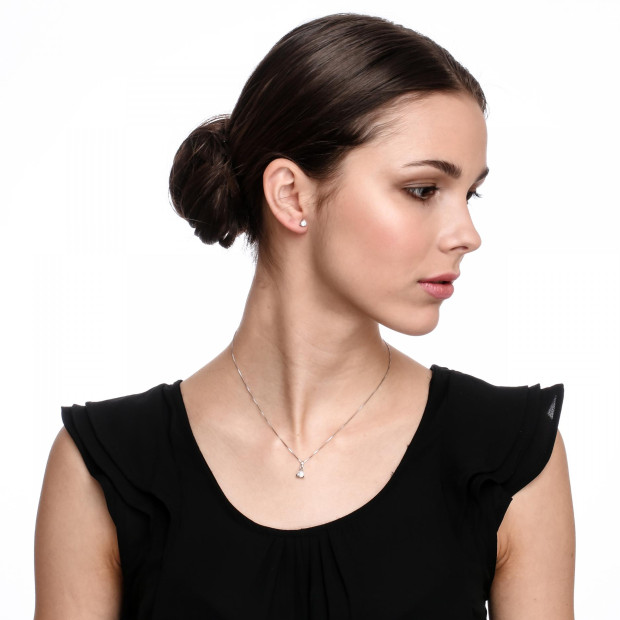 Orphelia Orphelia® Women's Sterling Silver Set: Chain-Pendant + Earrings - Silver SET-005