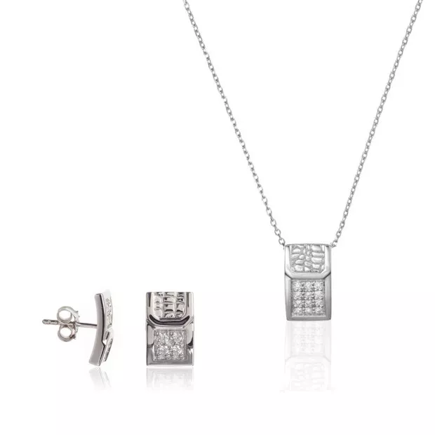 orphelia Orphelia® Women's Sterling Silver Set: Chain-Pendant + Earrings - Silver SET-5902
