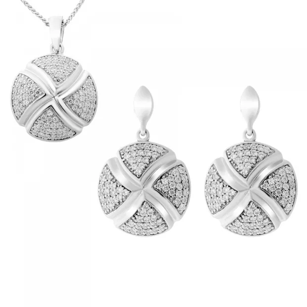 orphelia Orphelia® Women's Sterling Silver Set: Chain-Pendant + Earrings - Silver SET-6043