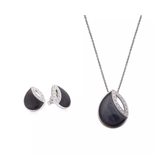 orphelia Orphelia® Women's Sterling Silver Set: Chain-Pendant + Earrings - Silver SET-5929