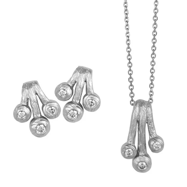 orphelia Orphelia® Women's Sterling Silver Set: Chain-Pendant + Earrings - Silver SET-5233