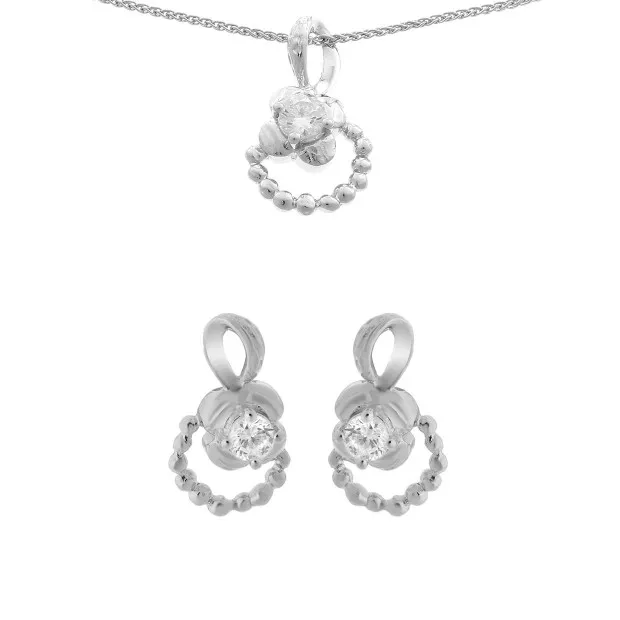 orphelia Orphelia® Women's Sterling Silver Set: Chain-Pendant + Earrings - Silver SET-5236