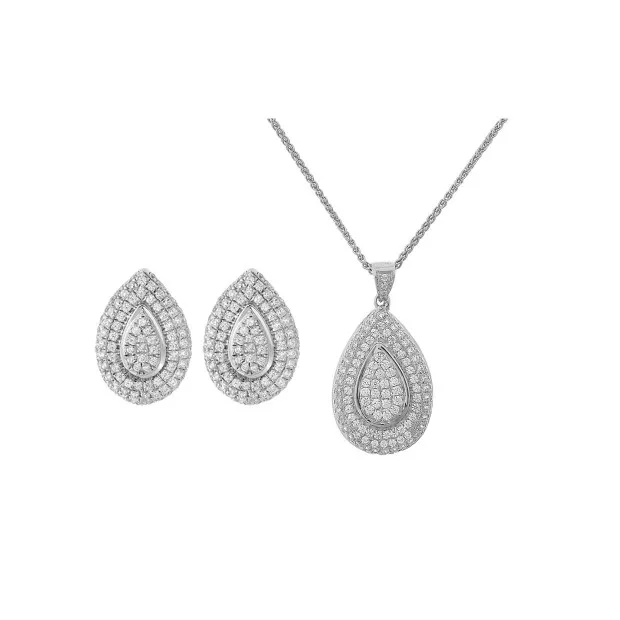 orphelia Orphelia® Women's Sterling Silver Set: Chain-Pendant + Earrings - Silver SET-5796