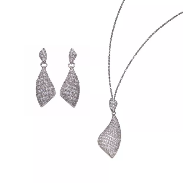 orphelia Orphelia® Women's Sterling Silver Set: Chain-Pendant + Earrings - Silver SET-5884