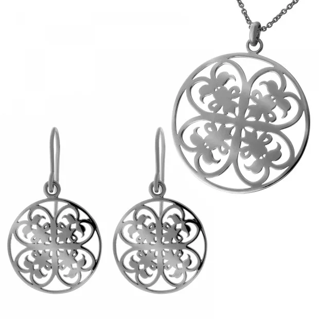 orphelia Orphelia® Women's Sterling Silver Set: Chain-Pendant + Earrings - Black SET-6035/3