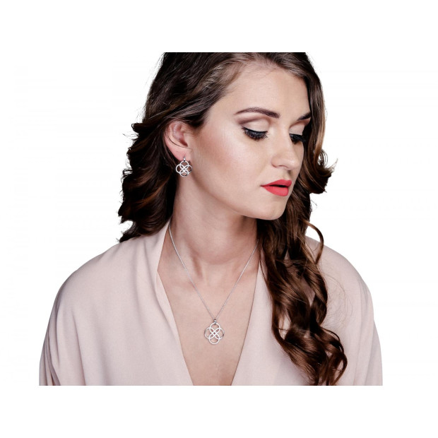 Orphelia Orphelia® Women's Sterling Silver Set: Chain-Pendant + Earrings - Silver SET-6085