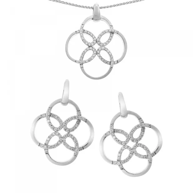 orphelia Orphelia® Women's Sterling Silver Set: Chain-Pendant + Earrings - Silver SET-6085