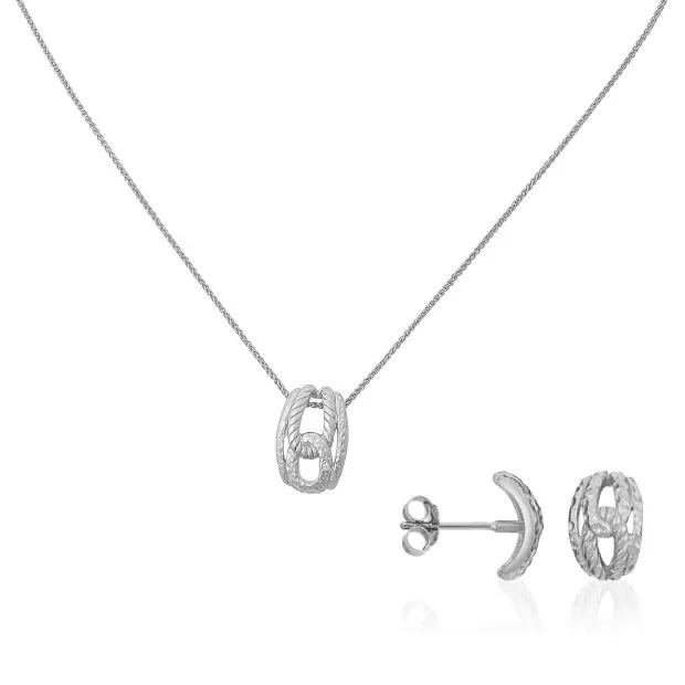 orphelia Orphelia® Women's Sterling Silver Set: Chain-Pendant + Earrings - Silver SET-5252