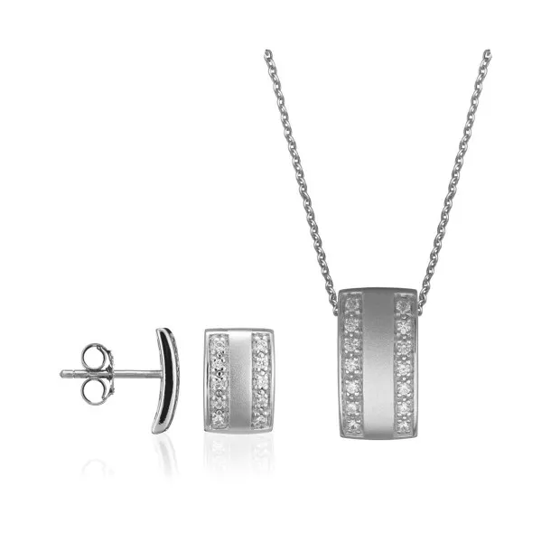 orphelia Orphelia® Women's Sterling Silver Set: Chain-Pendant + Earrings - Silver SET-5913