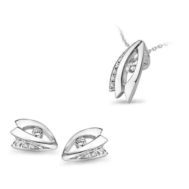 orphelia Orphelia® Women's Sterling Silver Set: Chain-Pendant + Earrings - Silver SET-5040