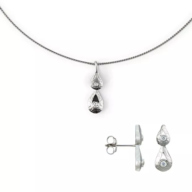 orphelia Orphelia® Women's Sterling Silver Set: Chain-Pendant + Earrings - Silver SET-5253