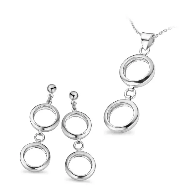 orphelia Orphelia® Women's Sterling Silver Set: Chain-Pendant + Earrings - Silver SET-5065