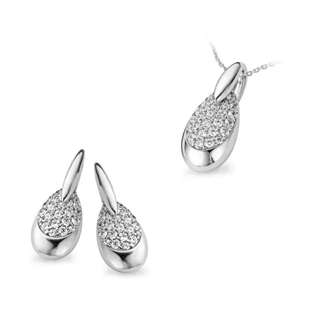 orphelia Orphelia® Women's Sterling Silver Set: Chain-Pendant + Earrings - Silver SET-5141
