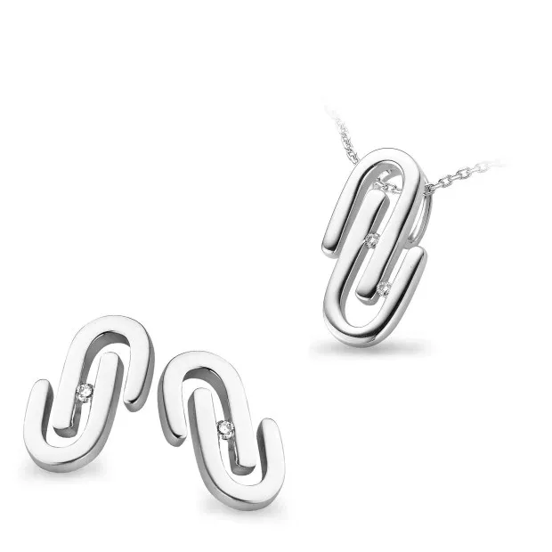 orphelia Orphelia® Women's Sterling Silver Set: Chain-Pendant + Earrings - Silver SET-5003