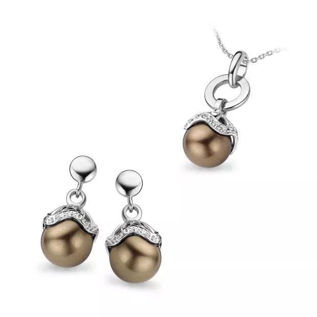 orphelia Orphelia® Women's Sterling Silver Set: Chain-Pendant + Earrings - Silver SET-5028