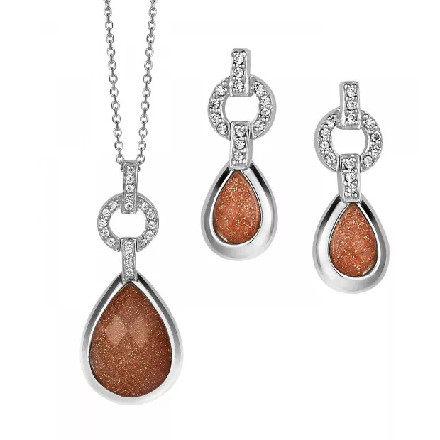 orphelia Orphelia® Women's Sterling Silver Set: Chain-Pendant + Earrings - Silver SET-5206