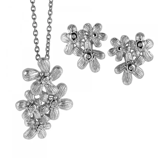 orphelia Orphelia® Women's Sterling Silver Set: Chain-Pendant + Earrings - Silver SET-6026