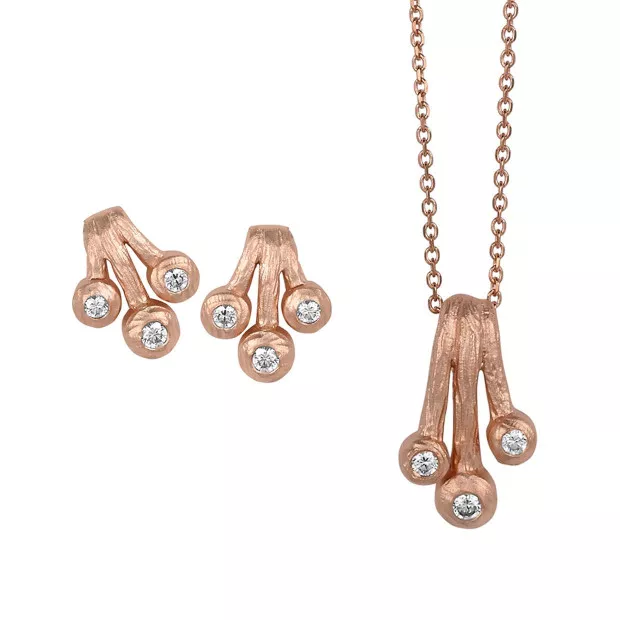 orphelia Orphelia® Women's Sterling Silver Set: Chain-Pendant + Earrings - Rose SET-5233/1