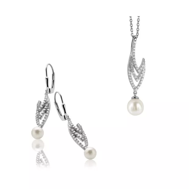 orphelia Orphelia® Women's Sterling Silver Set: Chain-Pendant + Earrings - Silver SET-5173