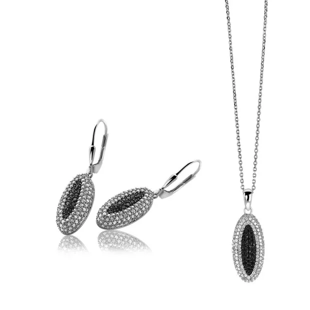 Orphelia Orphelia® Women's Sterling Silver Set: Chain-Pendant + Earrings - Silver SET-5177