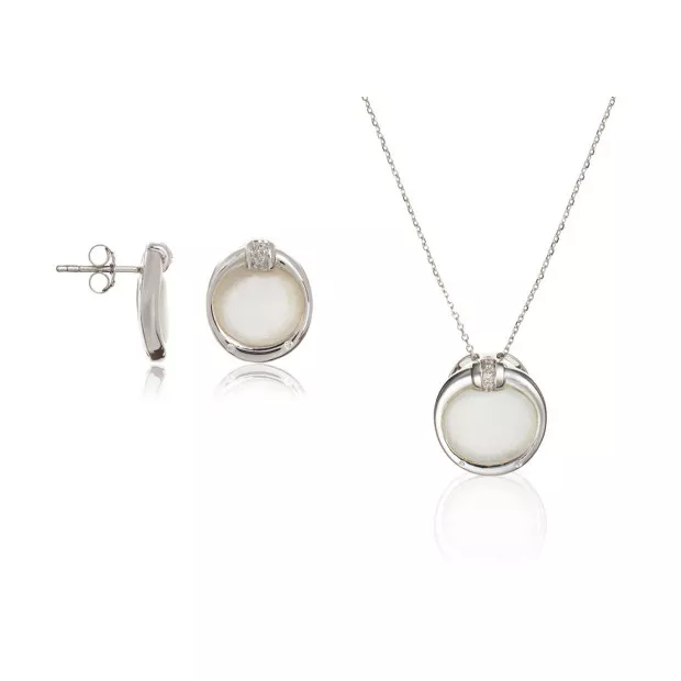 orphelia Orphelia® Women's Sterling Silver Set: Chain-Pendant + Earrings - Silver SET-5901