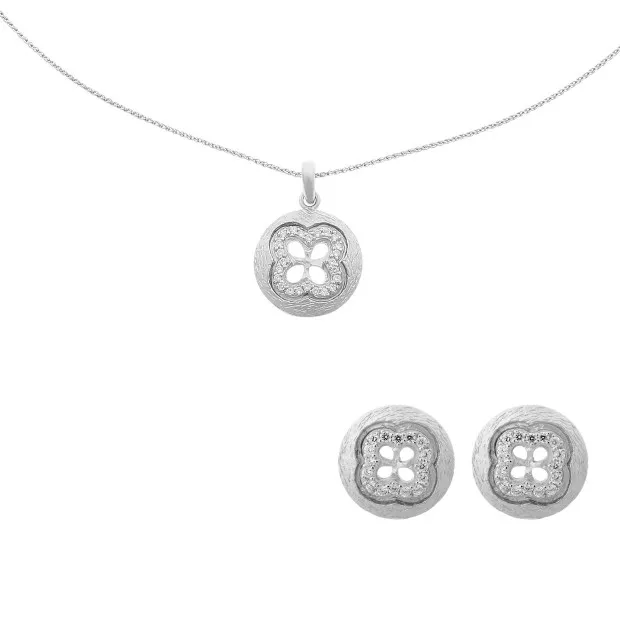 orphelia Orphelia® Women's Sterling Silver Set: Chain-Pendant + Earrings - Silver SET-5256