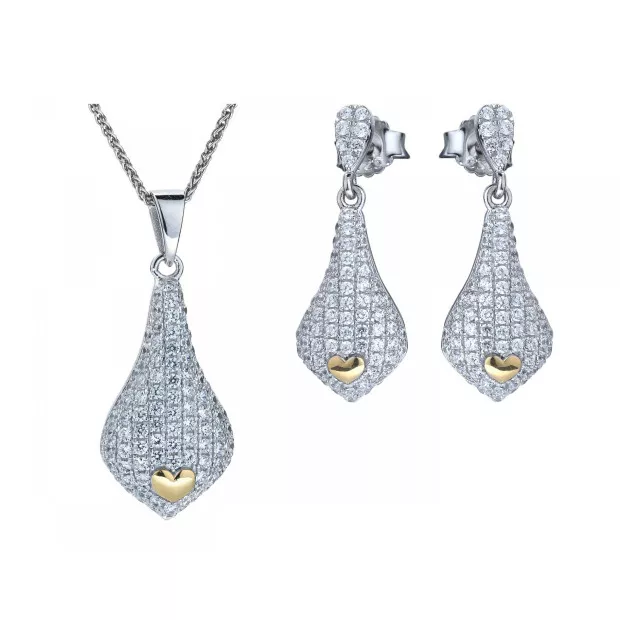 orphelia Orphelia® Women's Sterling Silver Set: Chain-Pendant + Earrings - Silver SET-5220